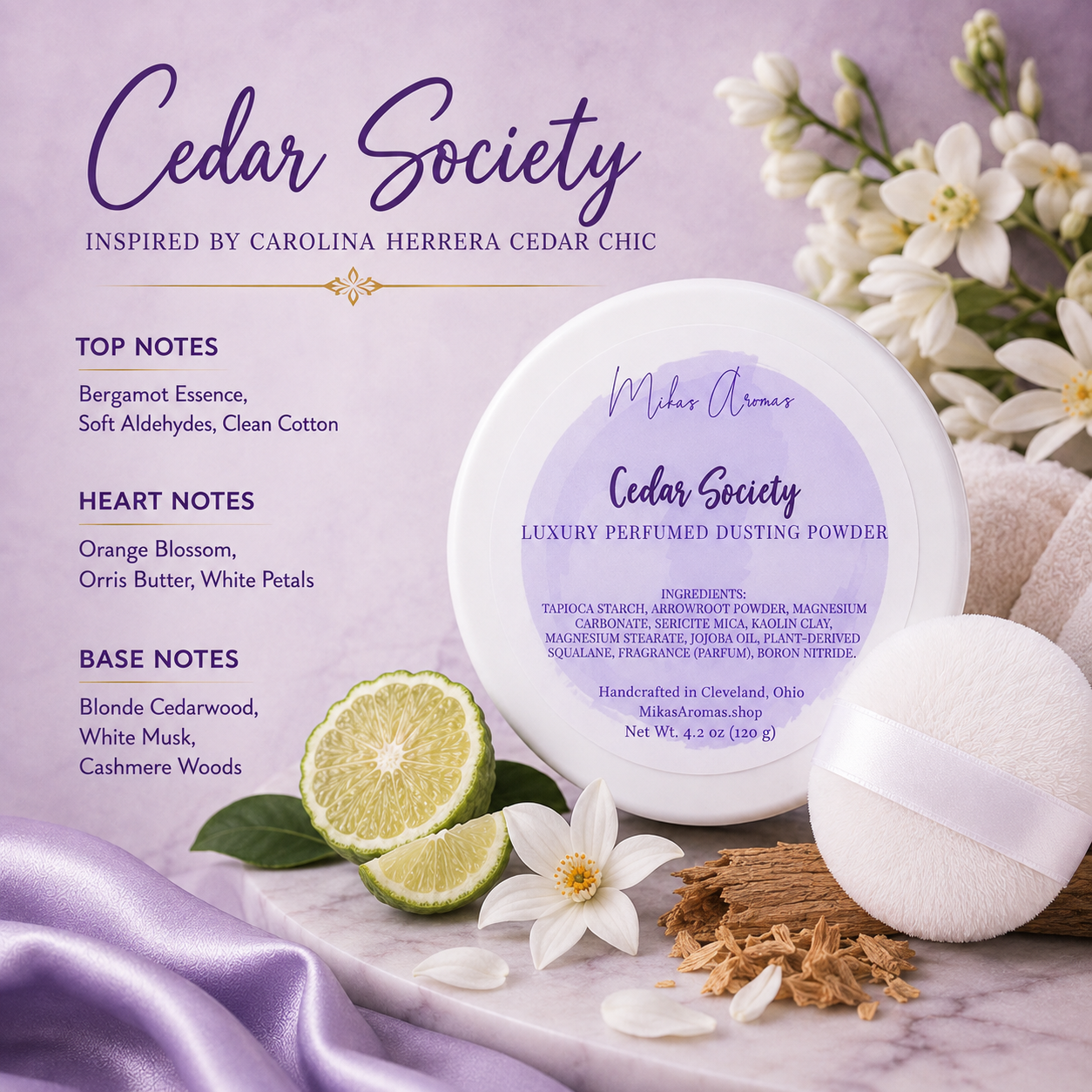 Cedar Society Luxury Perfumed Dusting Powder