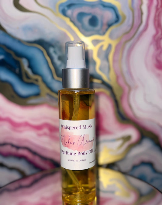 Whispered Musk Perfume Body Oil – Soft Floral Musk Scented Body Oil | Mikas Aromas 4 oz