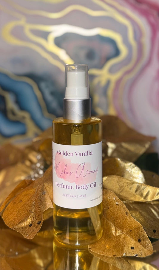 Golden Vanilla Perfume Body Oil — Caramel Vanilla Cashmere Scent | Mikas Aromas 4 oz