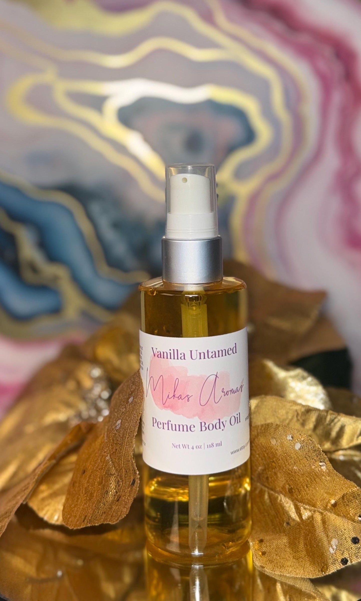 Vanilla Untamed Perfume Body Oil – Bourbon Vanilla Amber Floral Scented Body Oil | Mikas Aromas 4 oz
