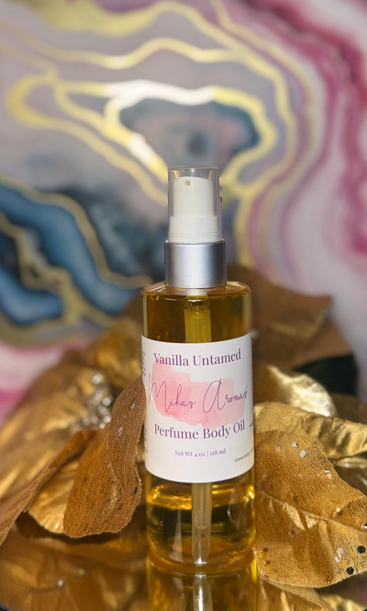 Vanilla Untamed Perfume Body Oil – Bourbon Vanilla Amber Floral Scented Body Oil | Mikas Aromas 4 oz