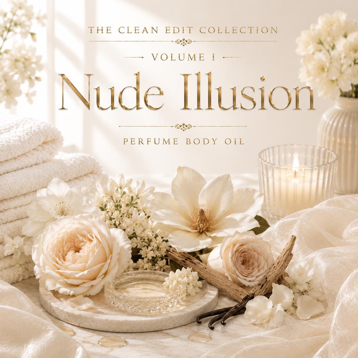 Nude Illusion Perfume Body Oil – Clean Floral Musk Body Oil | Mikas Aromas 4 oz