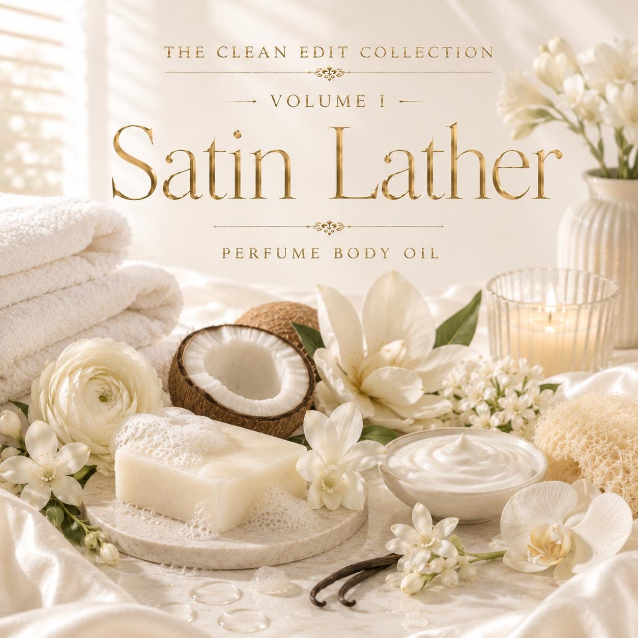 Satin Lather Perfume Body Oil – Clean Soap Coconut Musk Body Oil | Mikas Aromas 4 oz