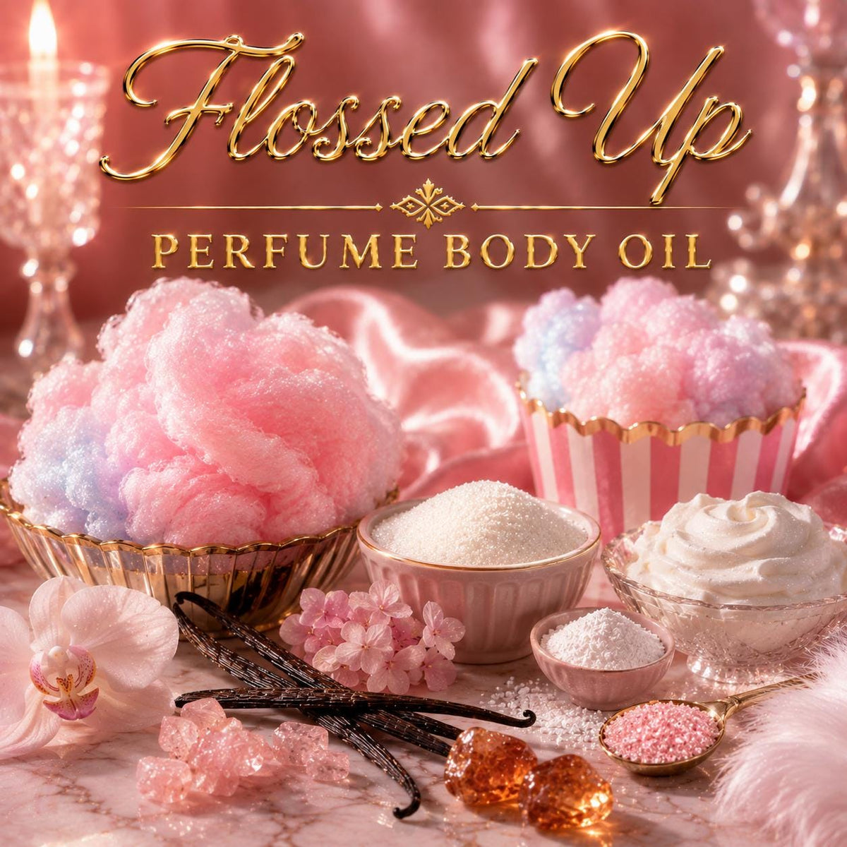 Flossed Up Perfume Body Oil – Cotton Candy Sugar Musk Gourmand Body Oil | Mikas Aromas 4 oz