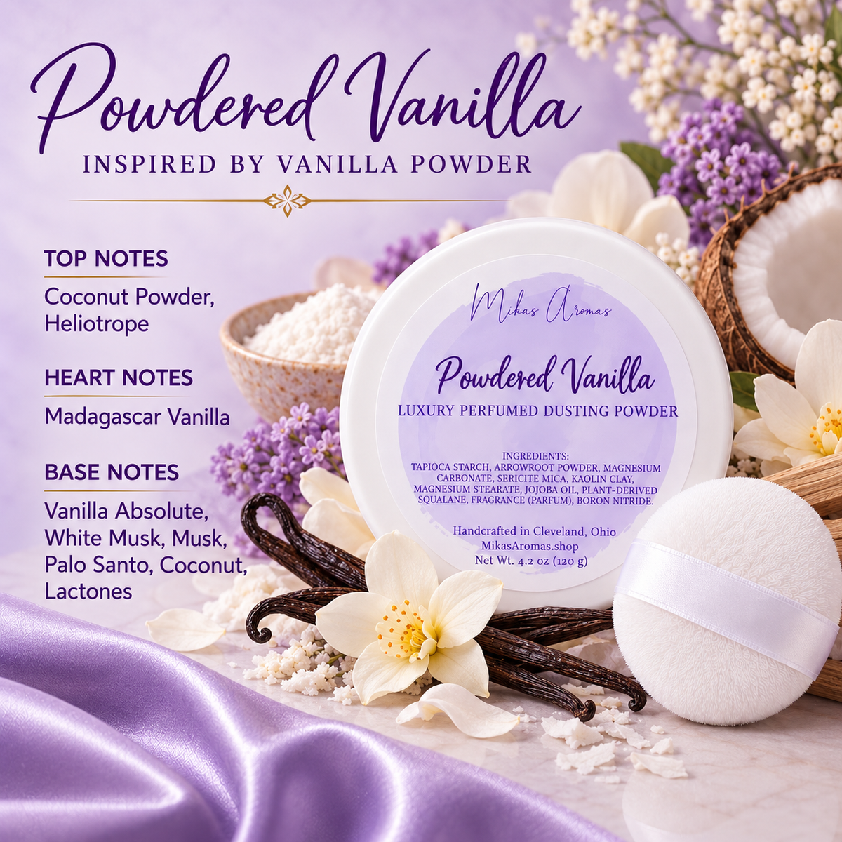 Powdered Vanilla Luxury Perfumed Dusting Powder