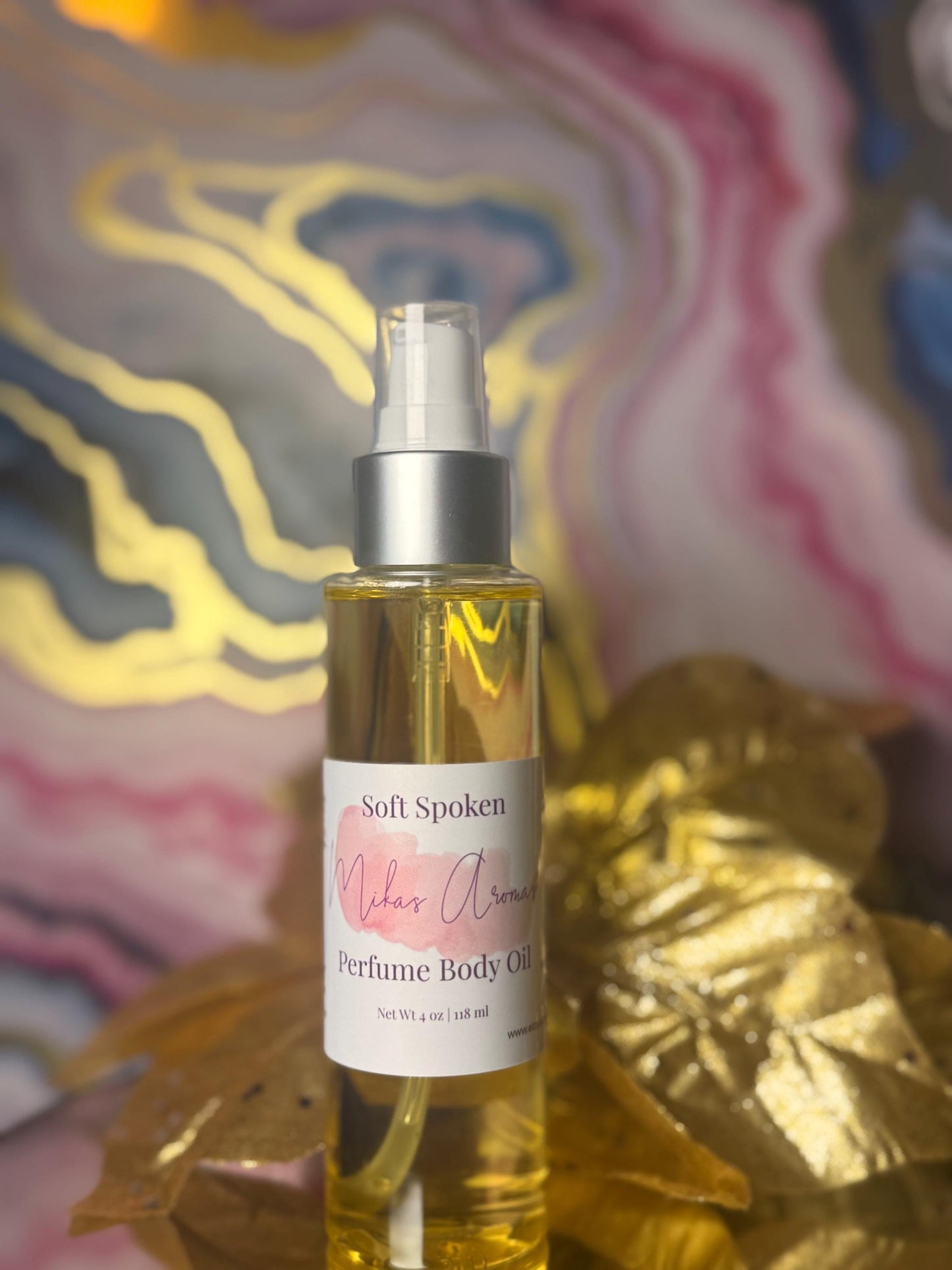 Soft Spoken Perfume Body Oil – Creamy Floral Vanilla Scented Body Oil | Mikas Aromas 4 oz