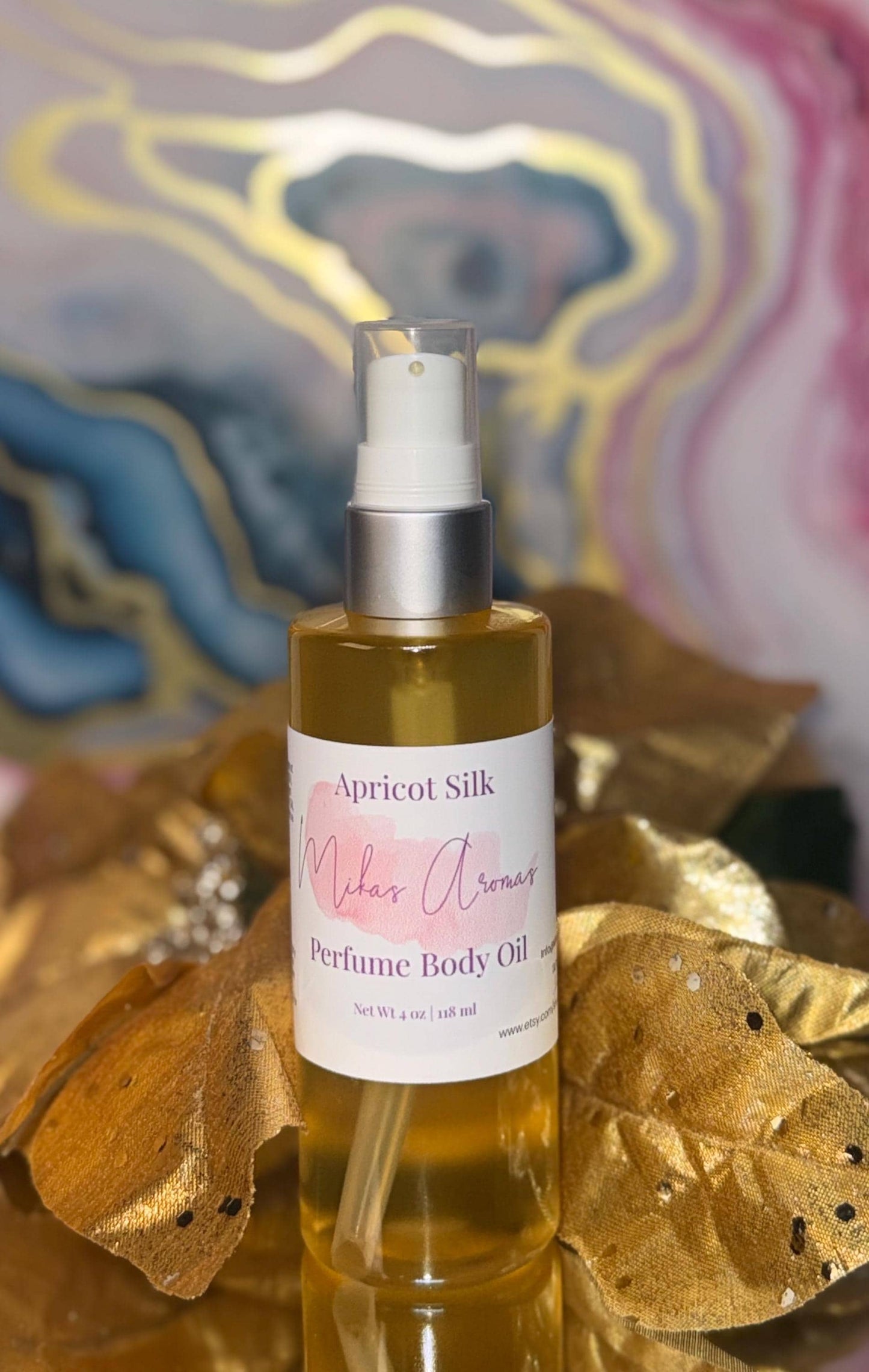 Apricot Silk Perfume Body Oil – Creamy Apricot Marshmallow Vanilla Scent | Mikas Aromas 4 oz