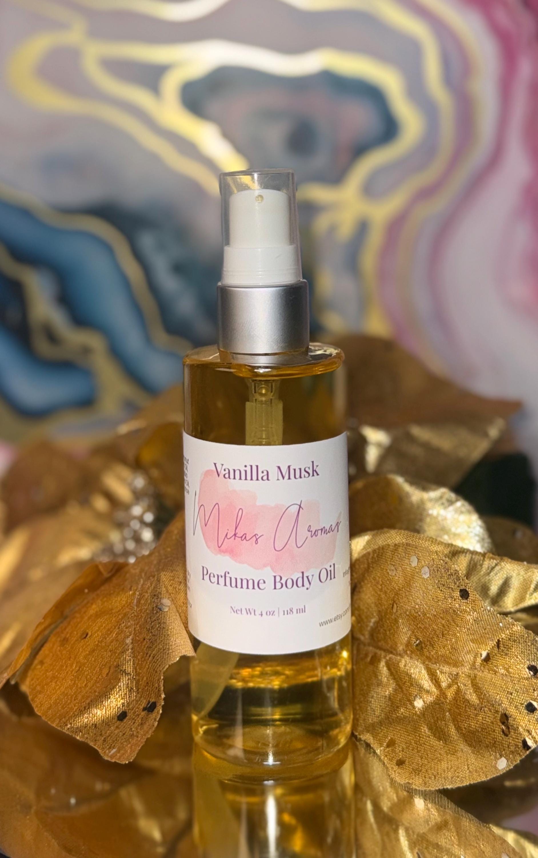 Vanilla Musk Perfume Body Oil – Soft Vanilla Skin Musk Scented Body Oil | Mikas Aromas 4 oz