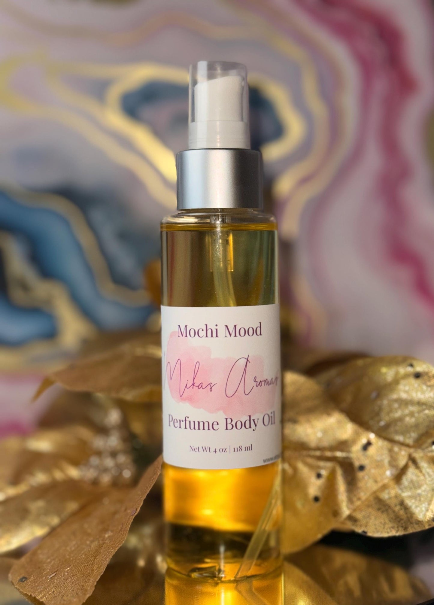 Mochi Mood Perfume Body Oil – Milky Marshmallow, Rice Milk & Soft Peach | Mikas Aromas 4 oz
