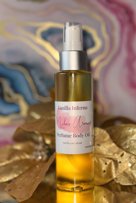 Vanilla Inferno Perfume Body Oil – Smoky Vanilla Brown Sugar Scented Body Oil | Mikas Aromas 4 oz