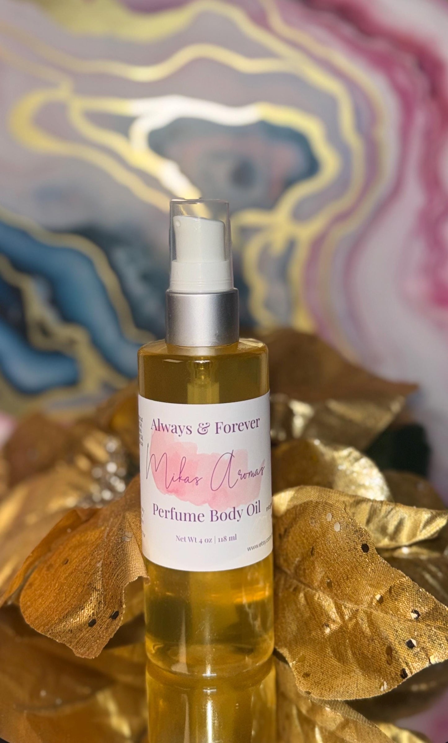Always & Forever Perfume Body Oil – Soft White Tea Sandalwood Musk Scented Body Oil | Mikas Aromas 4 oz