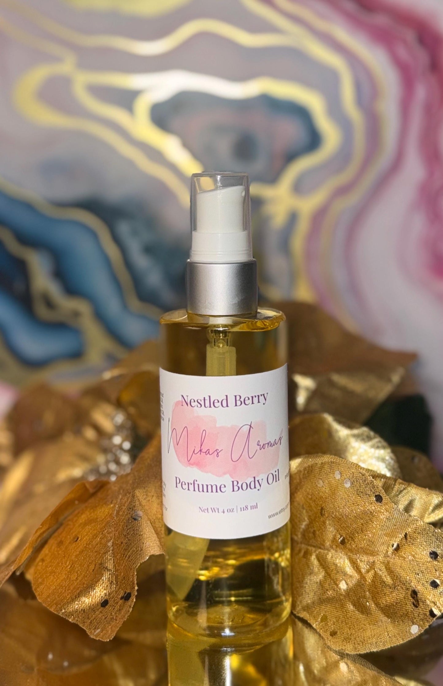 Nestled Berry Perfume Body Oil – Fresh Strawberry Floral Wood Scented Body Oil, 4 oz