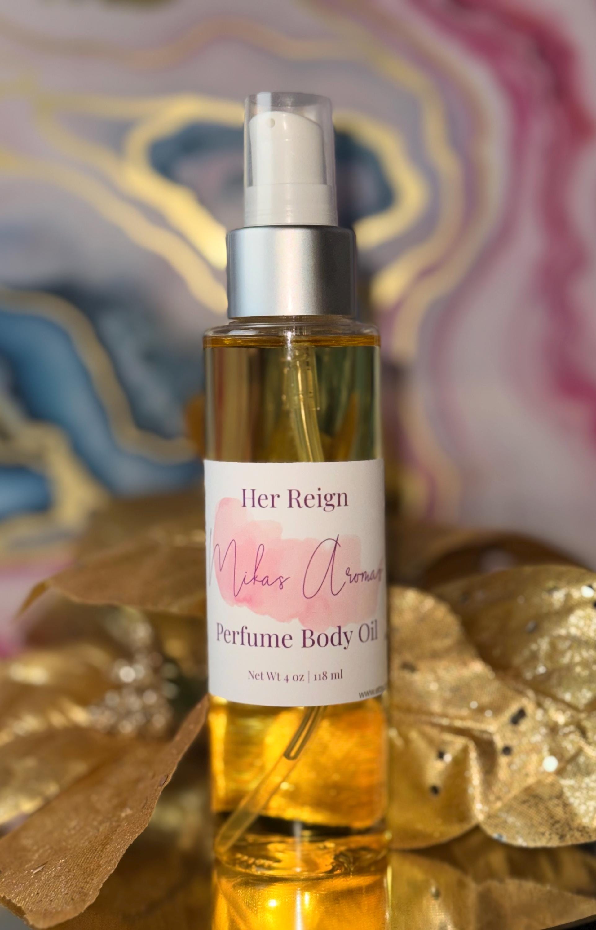 Her Reign Perfume Body Oil – Vanilla Rum Orris Coconut Scented Body Oil | Mikas Aromas 4 oz