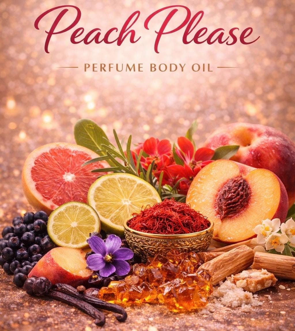 Peach Please Perfume Body Oil – Peach Blackcurrant Leather Amber Scented Body Oil | Mikas Aromas 4 oz