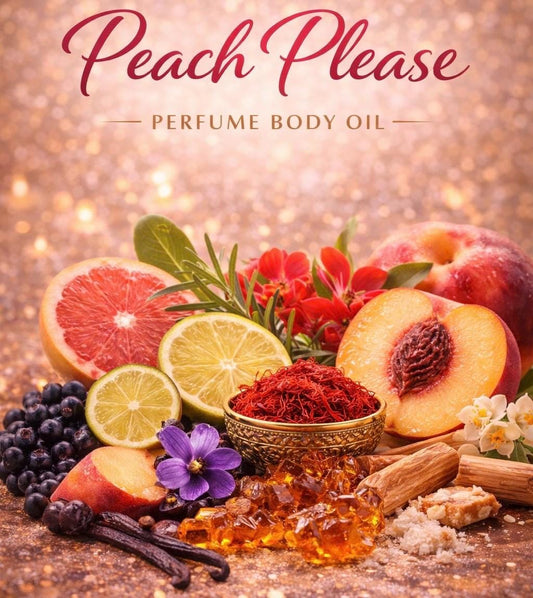 Peach Please Perfume Body Oil – Peach Blackcurrant Leather Amber Scented Body Oil | Mikas Aromas 4 oz