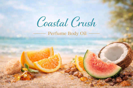 Coastal Crush Perfume Body Oil – Citrus Coconut Amber Scented Body Oil | Mikas Aromas 4 oz