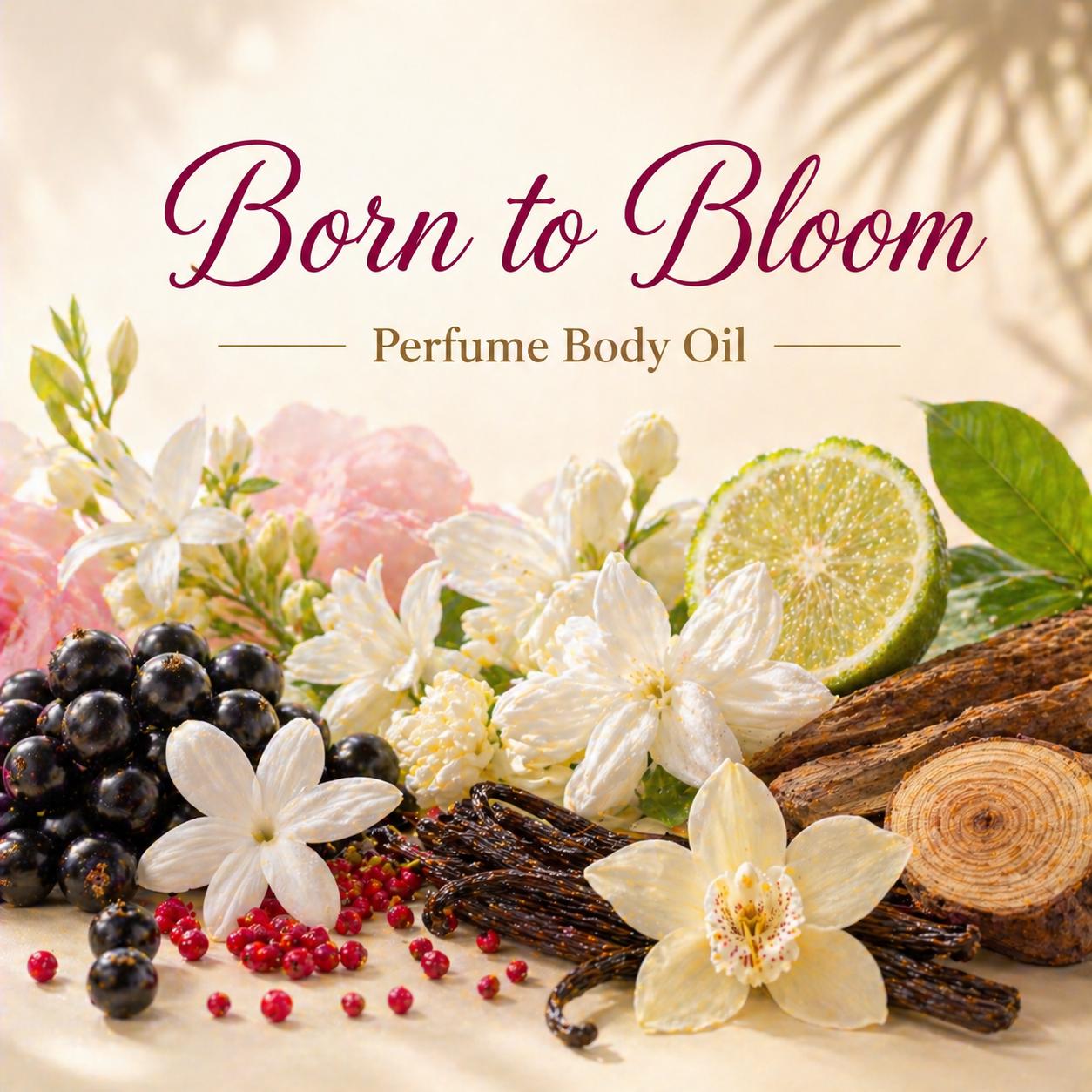 Born to Bloom Perfume Body Oil – Jasmine Vanilla Pink Pepper Scented Body Oil