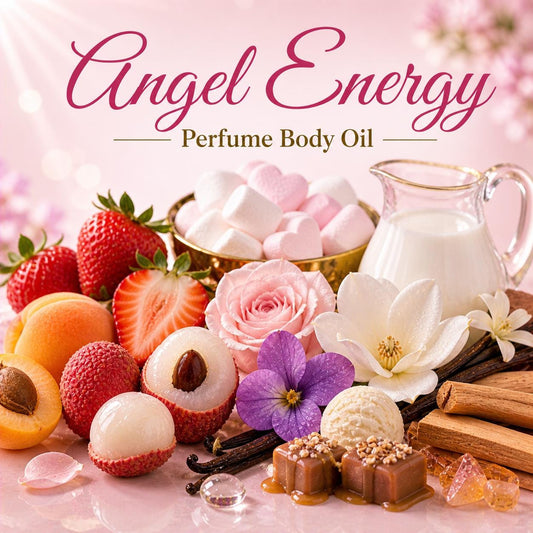 Angel Energy Perfume Body Oil – Strawberry Lychee Marshmallow Vanilla Scented Body Oil | Mikas Aromas 4 oz