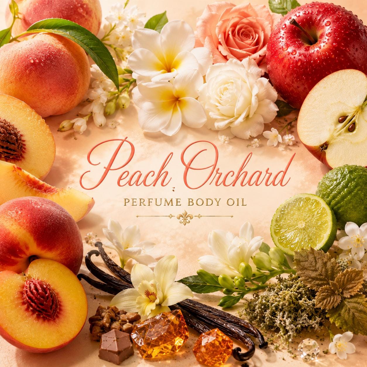 Peach Orchard Perfume Body Oil – Juicy Peach Vanilla Gourmand Body Oil | Mikas Aromas 4 oz