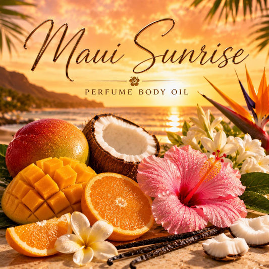 Maui Sunrise Perfume Body Oil – Tropical Mango Guava Perfume Body Oil | Mikas Aromas 4 oz