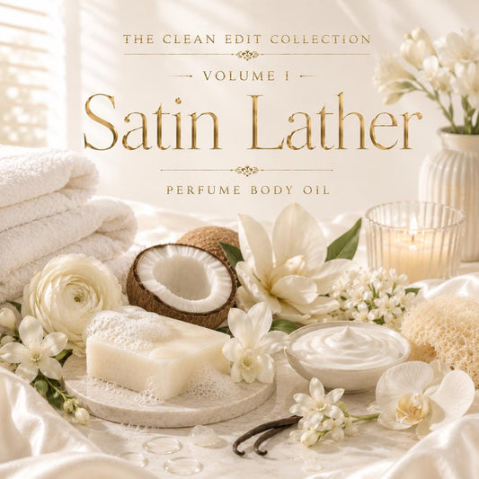 Satin Lather Perfume Body Oil – Clean Soap Coconut Musk Body Oil | Mikas Aromas 4 oz