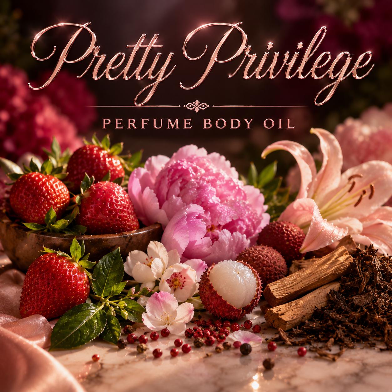 Pretty Privilege Perfume Body Oil – Strawberry Peony Musk Body Oil | Mikas Aromas 4 oz