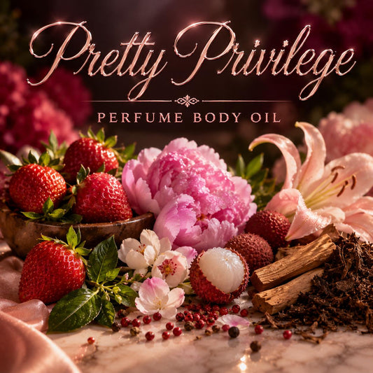 Pretty Privilege Perfume Body Oil – Strawberry Peony Musk Body Oil | Mikas Aromas 4 oz