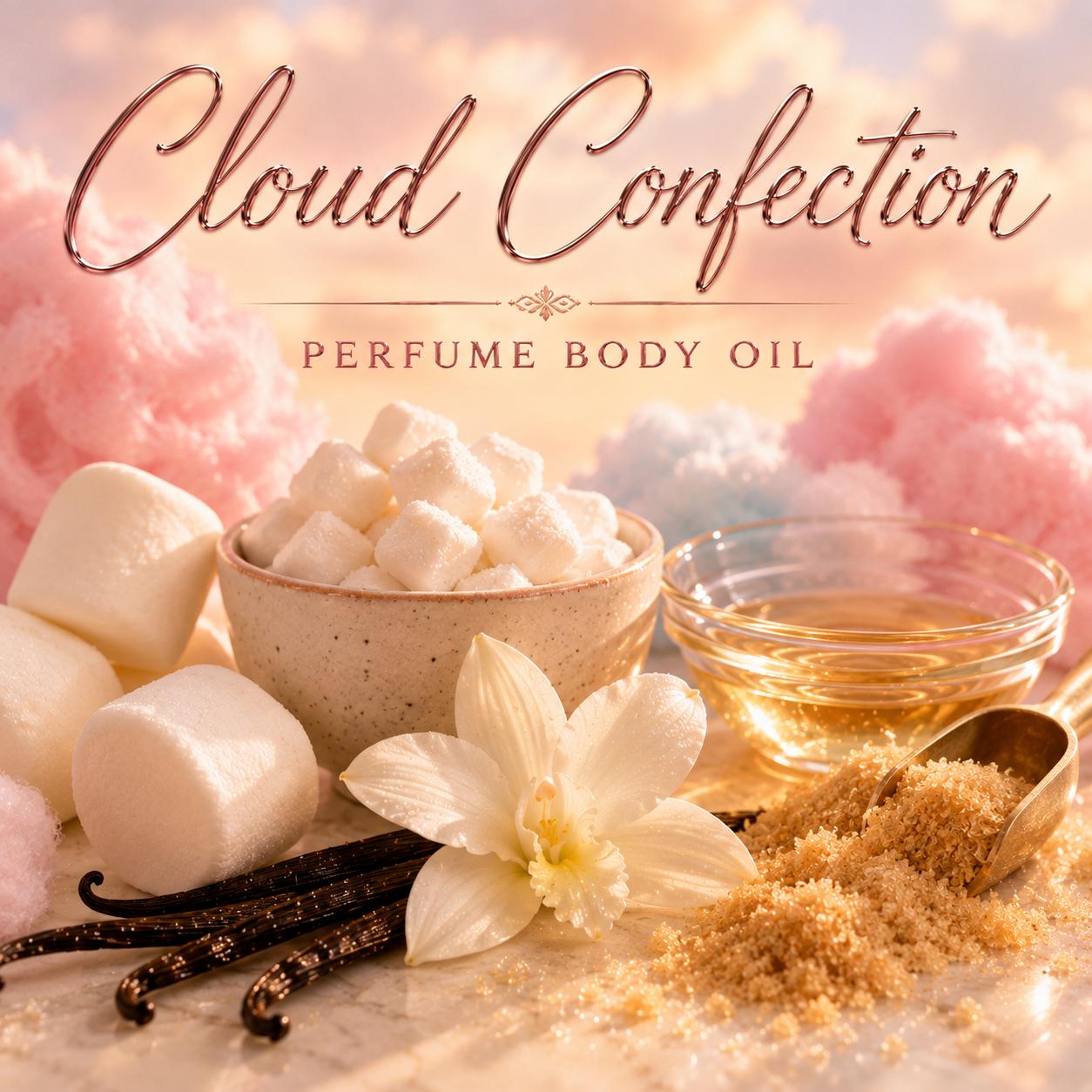 Cloud Confection Perfume Body Oil – Vanilla Marshmallow Cotton Candy Gourmand Body Oil | Mikas Aromas 4 oz