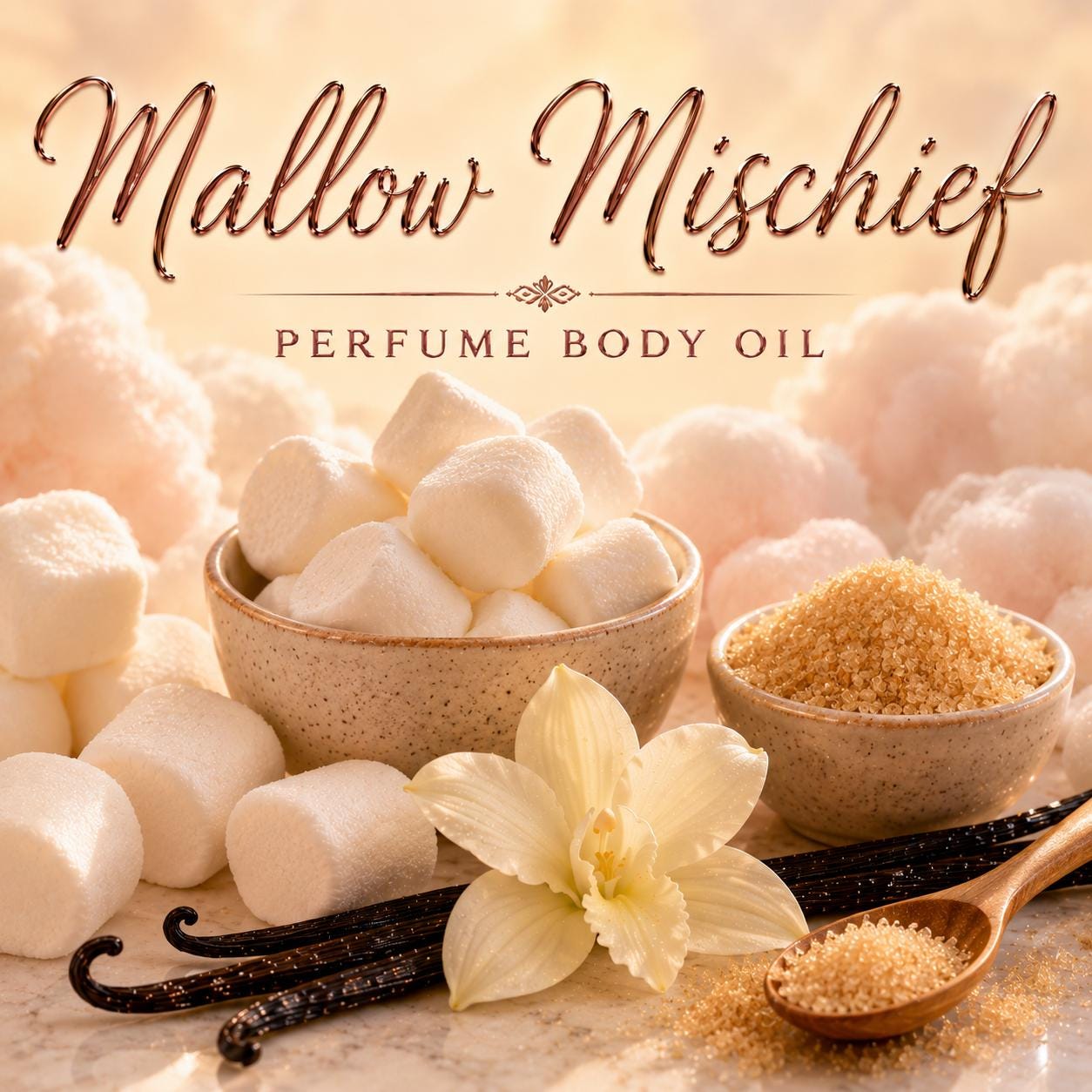 Mallow Mischief Perfume Body Oil – Marshmallow Vanilla Gourmand Body Oil | Mikas Aromas 4 oz