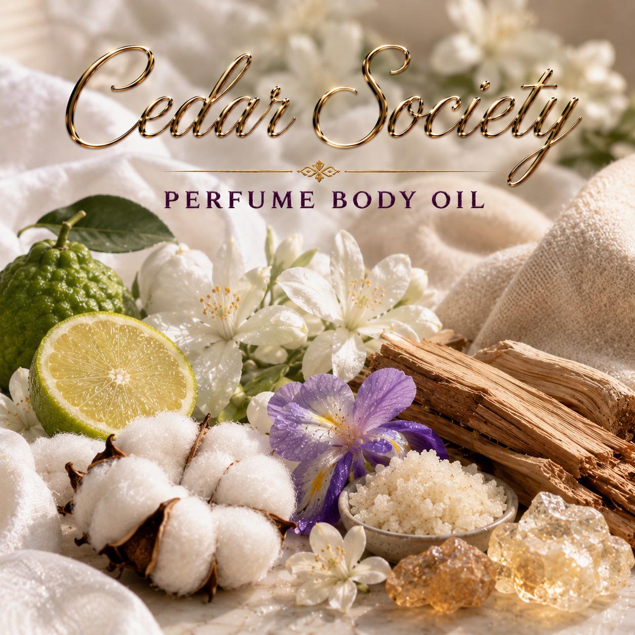 Cedar Society Perfume Body Oil – Clean Cotton Cedarwood Musk Body Oil | Mikas Aromas 4 oz