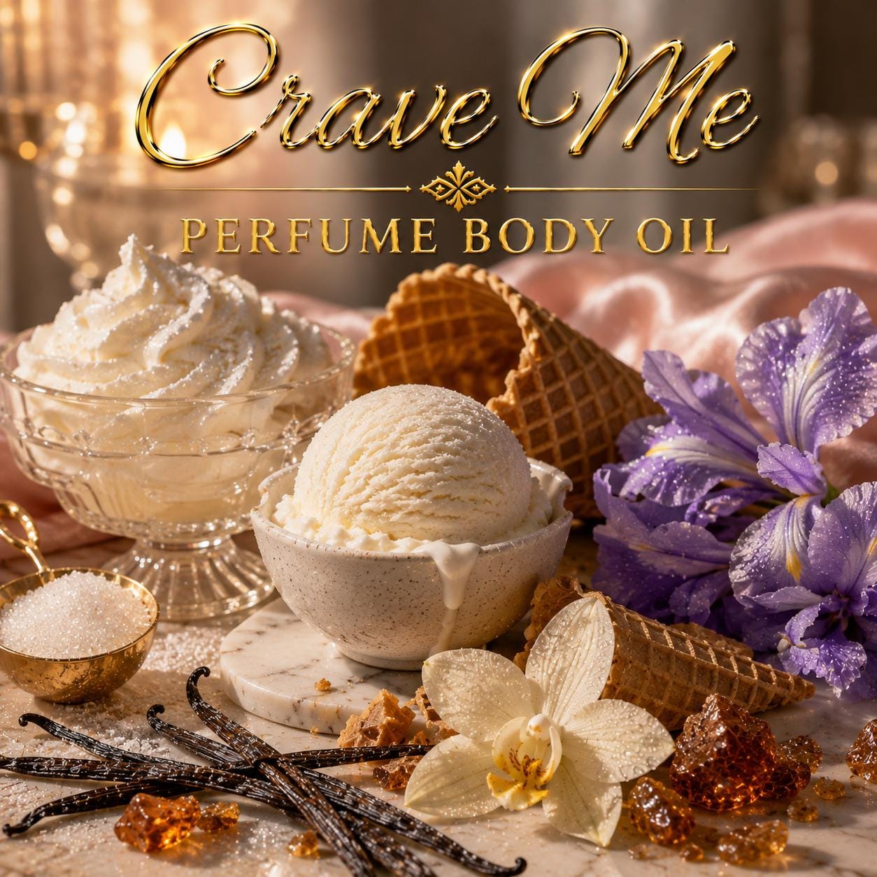 Crave Me Perfume Body Oil – Whipped Cream Vanilla Ice Cream Gourmand Body Oil | Mikas Aromas 4 oz