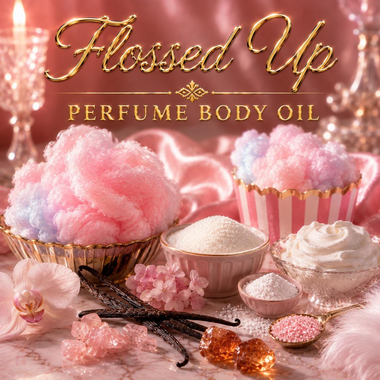 Flossed Up Perfume Body Oil – Cotton Candy Sugar Musk Gourmand Body Oil | Mikas Aromas 4 oz